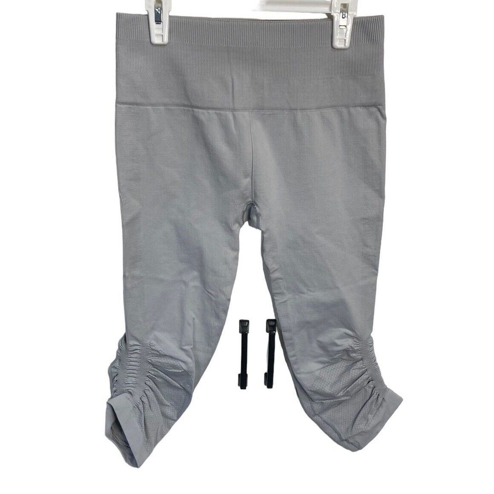 Lululemon Womens In The Flow Crop Leggings Seamless Light Gray 4‎